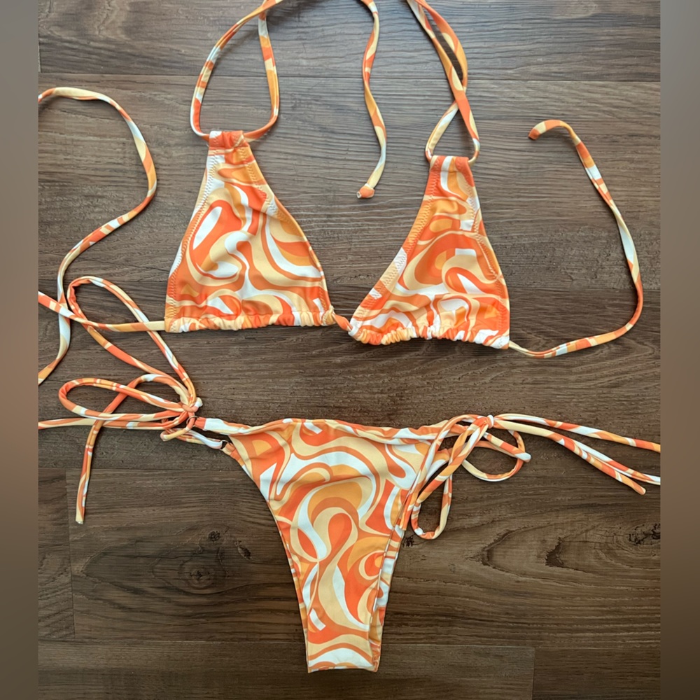Kulani Kini Orange Swirl Thong Bikini